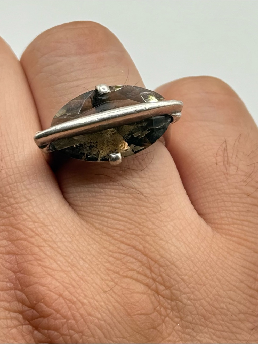 Sterling Silver Smoky Topaz Oval Statement Ring - Women Jewelry size 7